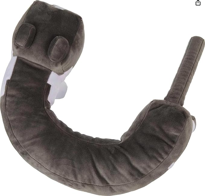 Mattel Minecraft Purring Sounds Neck Pillow, Cat Plush Toy with Sound for Travel, Comfort & Play